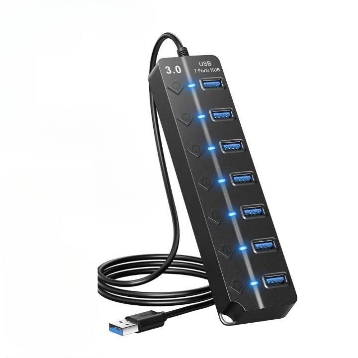 BowLift | 7-Port USB 3.0 Hub with Power Switch – PortMaster (1+1 FREE)