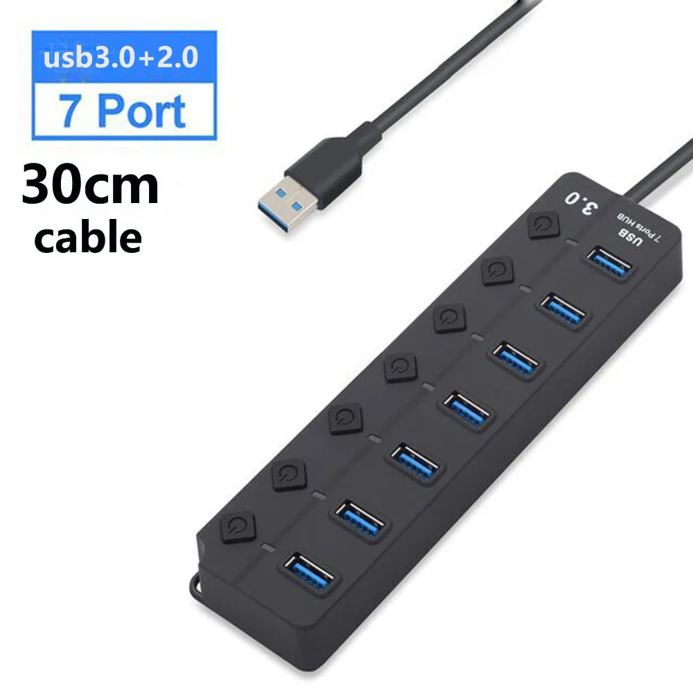 BowLift | 7-Port USB 3.0 Hub with Power Switch – PortMaster (1+1 FREE)