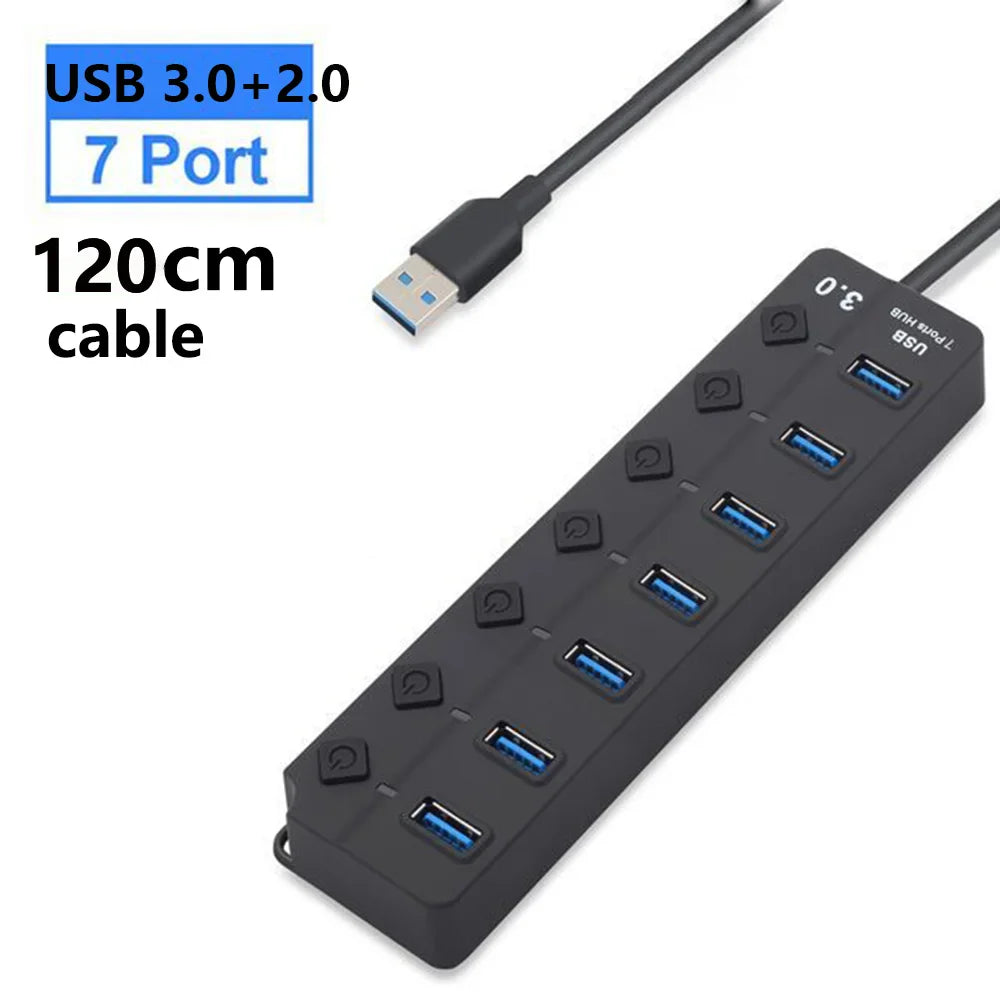 BowLift | 7-Port USB 3.0 Hub with Power Switch – PortMaster (1+1 FREE)