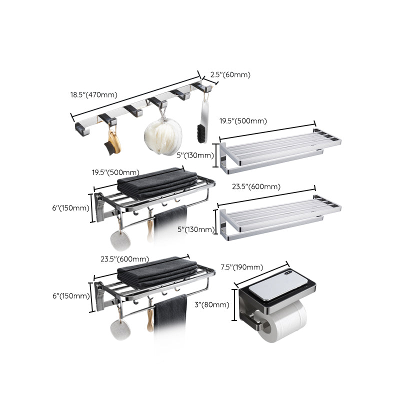 BowLift | 5-piece modern bathroom accessories as single item or in set Polished chrome bathroom set