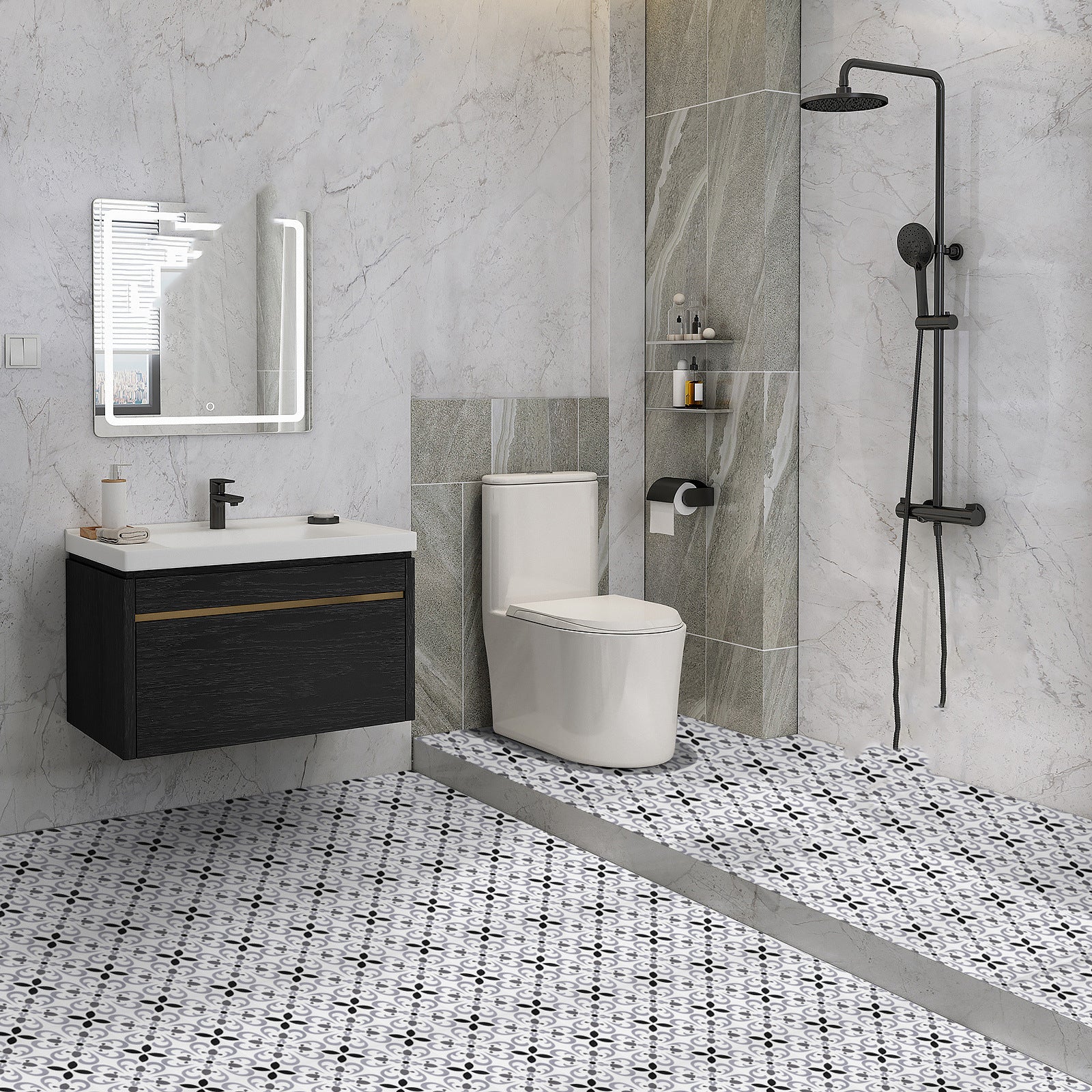 BowLift | Peel & Stick Vinyl Flooring Lightly patterned vinyl flooring with a matte sheen