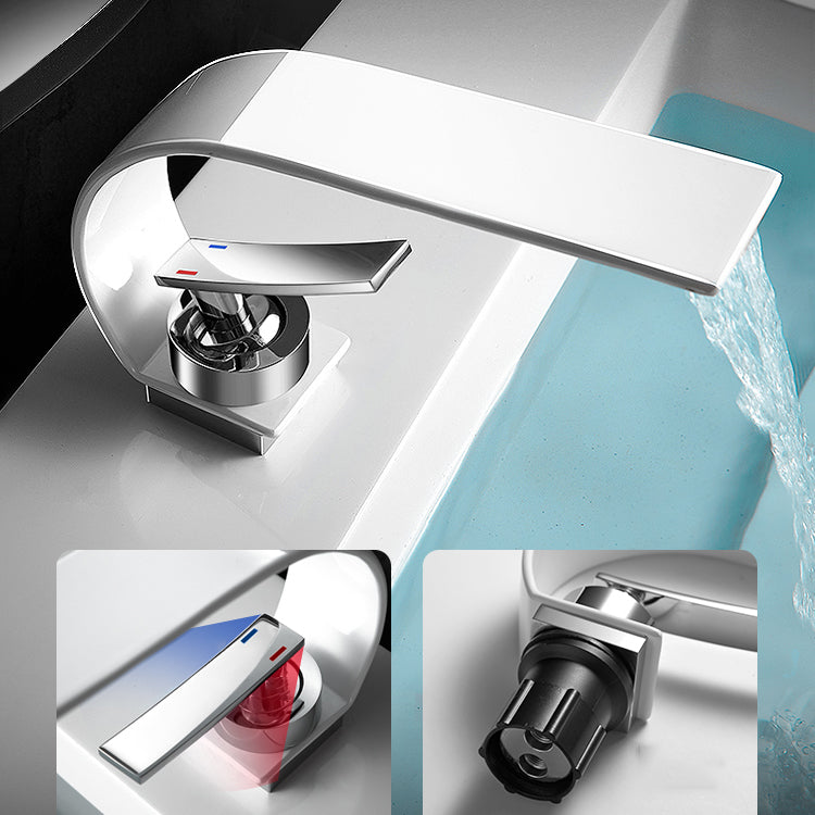 BowLift | Bathroom faucet brass waterfall spout lever handle basin faucet