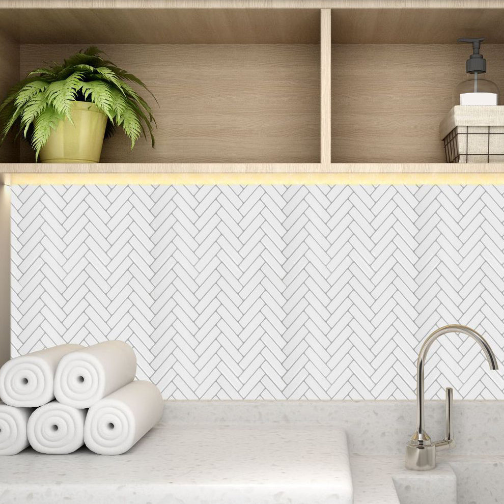BowLift | Modern Peel and Stick Tiles PVC Herringbone Peel and Stick Backsplash Tiles