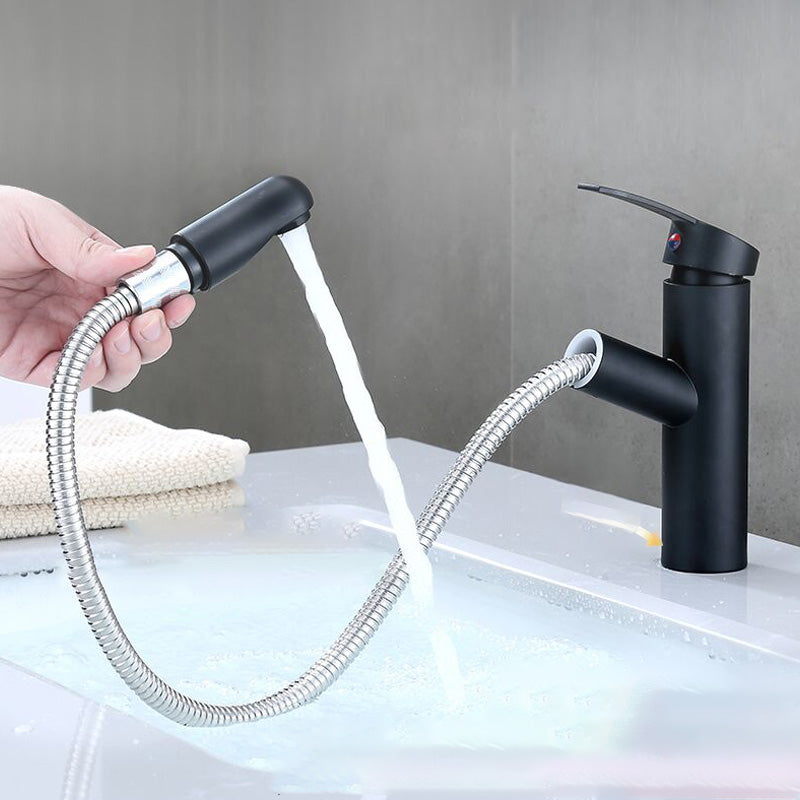 BowLift | Contemporary Bath Faucet Brass Lever Handle Pull-Out Sink Faucet