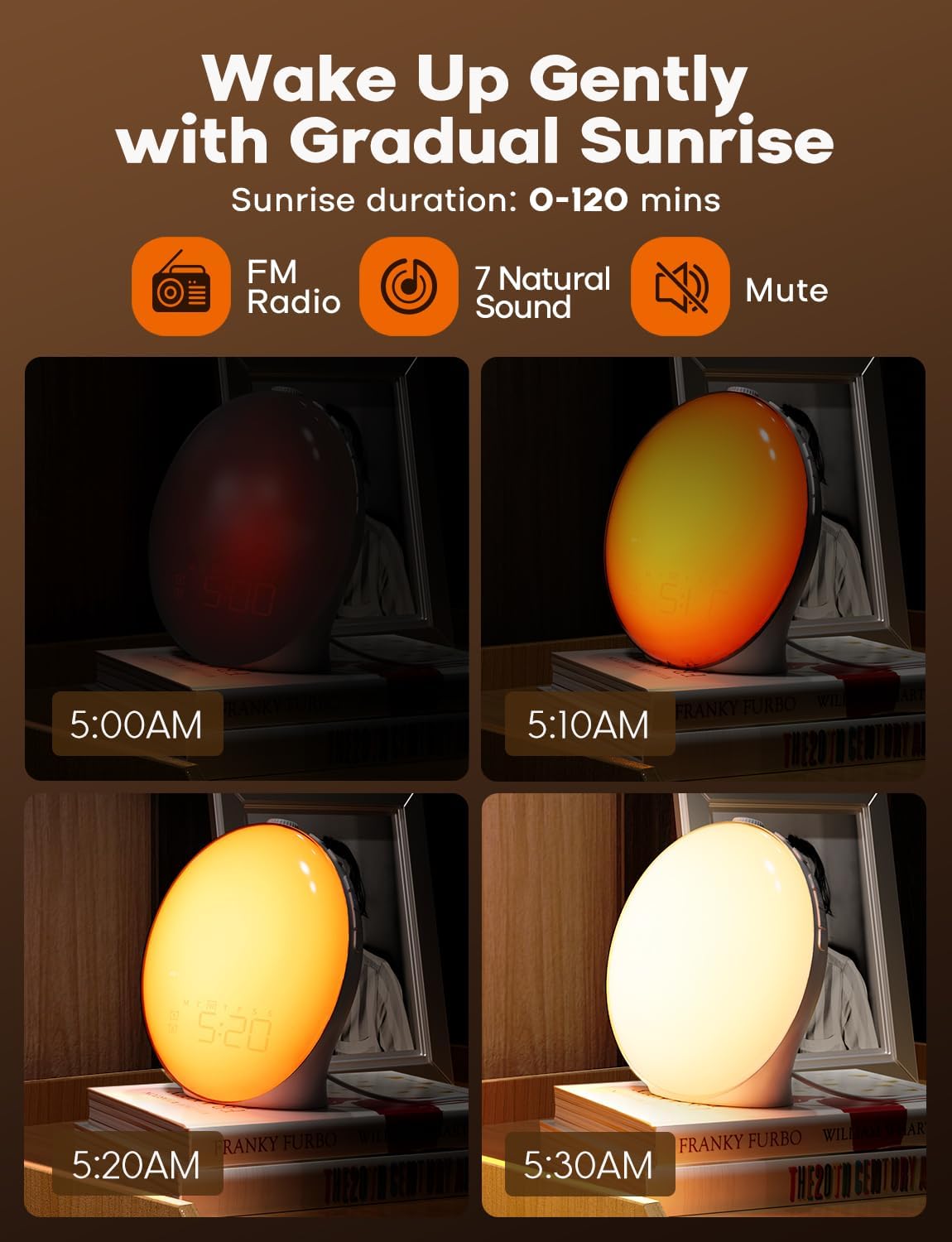 BowLift | GlowRise Natural Wake-Up Light Alarm Clock with Sunrise & Sunset Simulation