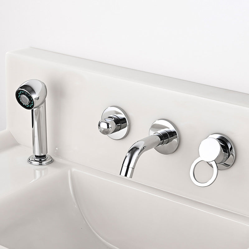 BowLift | Wall Mounted Faucet Brass Lever Handle Bathroom Faucet Hand Shower