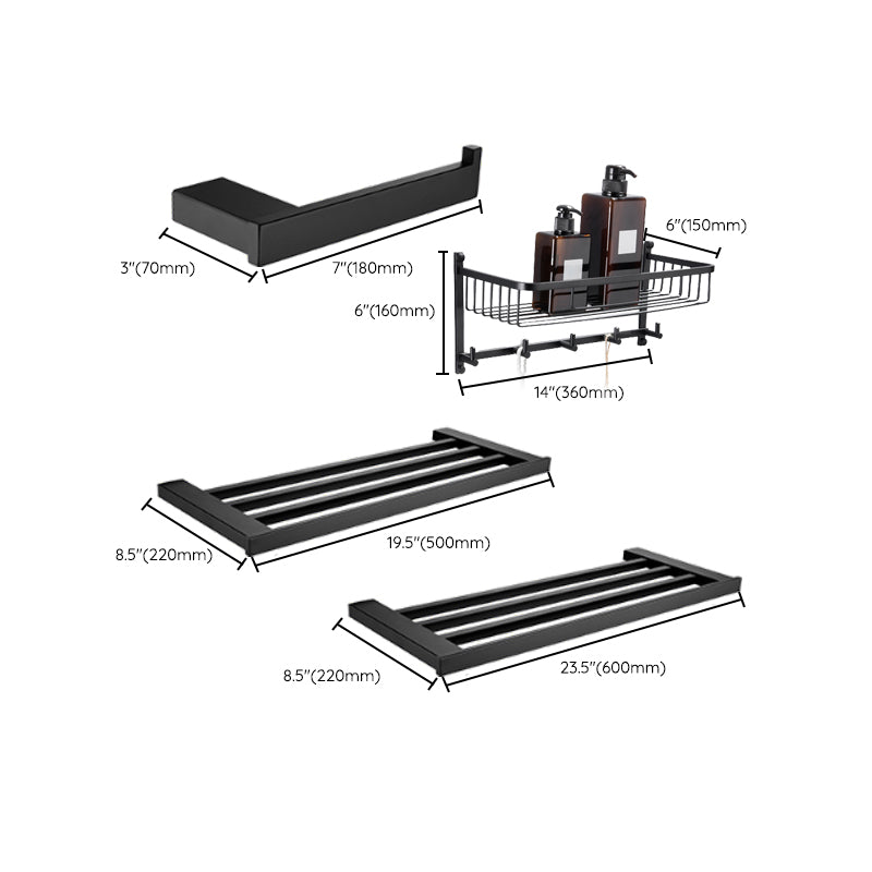 BowLift | 5-piece Modernism Bathroom Accessory Set in Matte Black Stainless Steel