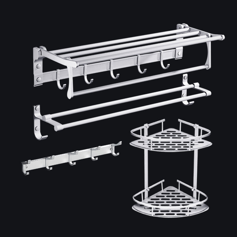 BowLift | Contemporary silver metal bathroom accessory set with towel rack