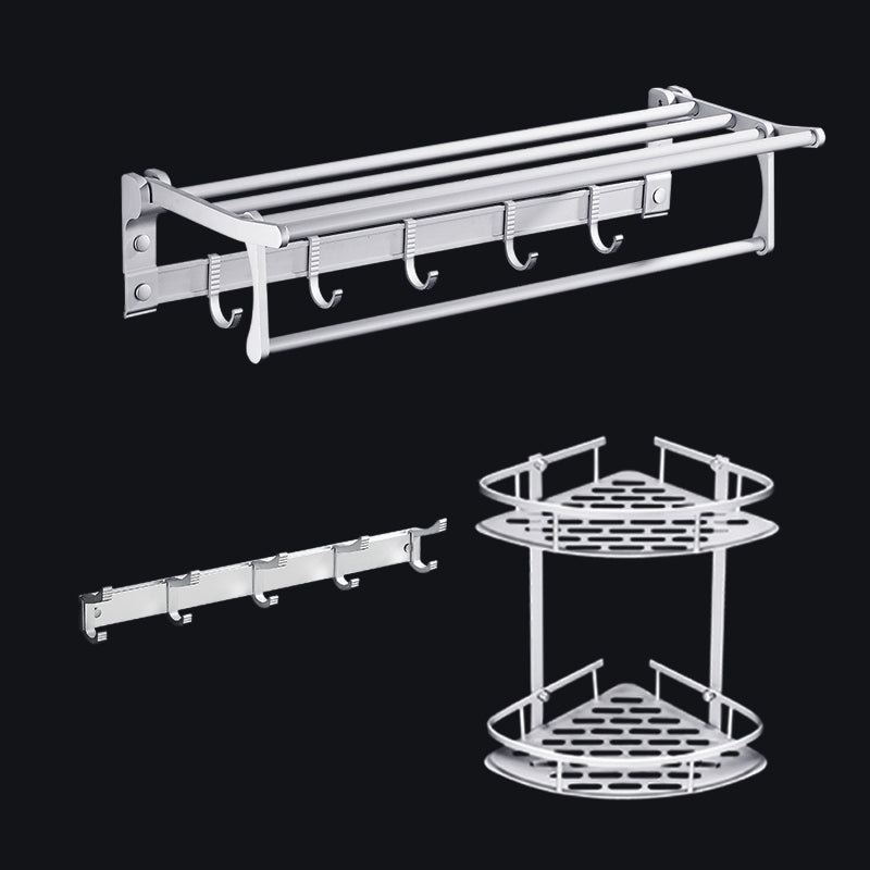 BowLift | Contemporary silver metal bathroom accessory set with towel holder