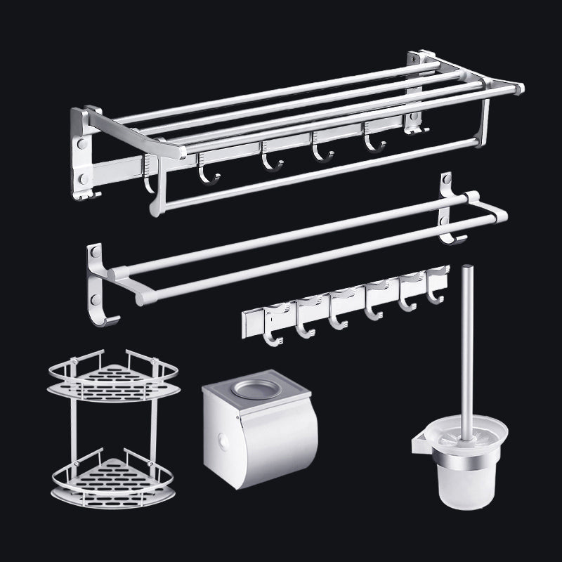 BowLift | Contemporary silver metal bathroom accessory set with towel rack