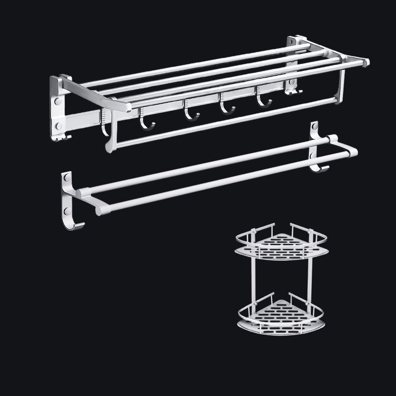 BowLift | Contemporary silver metal bathroom accessory set with towel rack