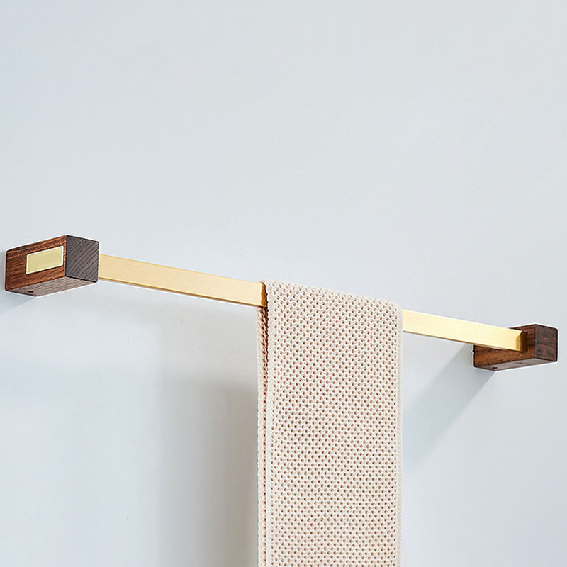 BowLift | 6-piece walnut bathroom accessory set metal gold bath hardware set