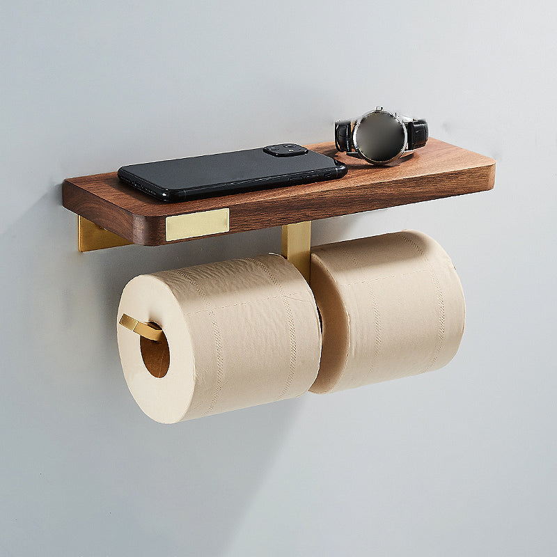 BowLift | 6-piece walnut bathroom accessory set metal gold bath hardware set