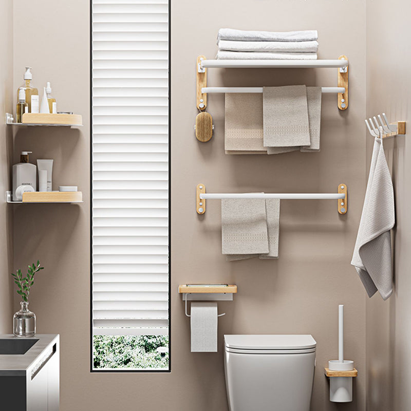 BowLift | White Metal and Solid Wood Bathroom Accessories Hardware Set