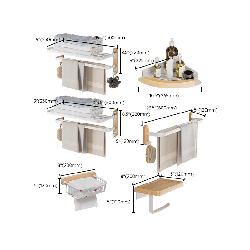 BowLift | White Metal and Solid Wood Bathroom Accessories Hardware Set