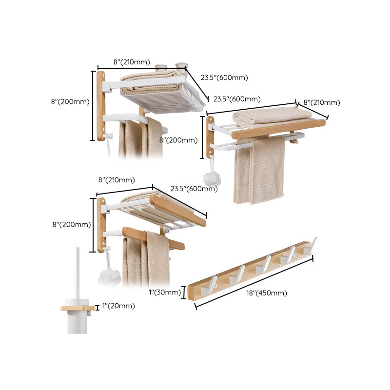 BowLift | White Metal and Solid Wood Bathroom Accessories Hardware Set
