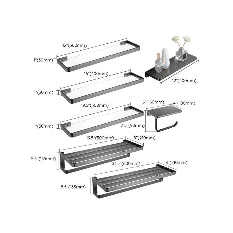 BowLift | Gray metal modern bathroom accessories as a single piece or as a set