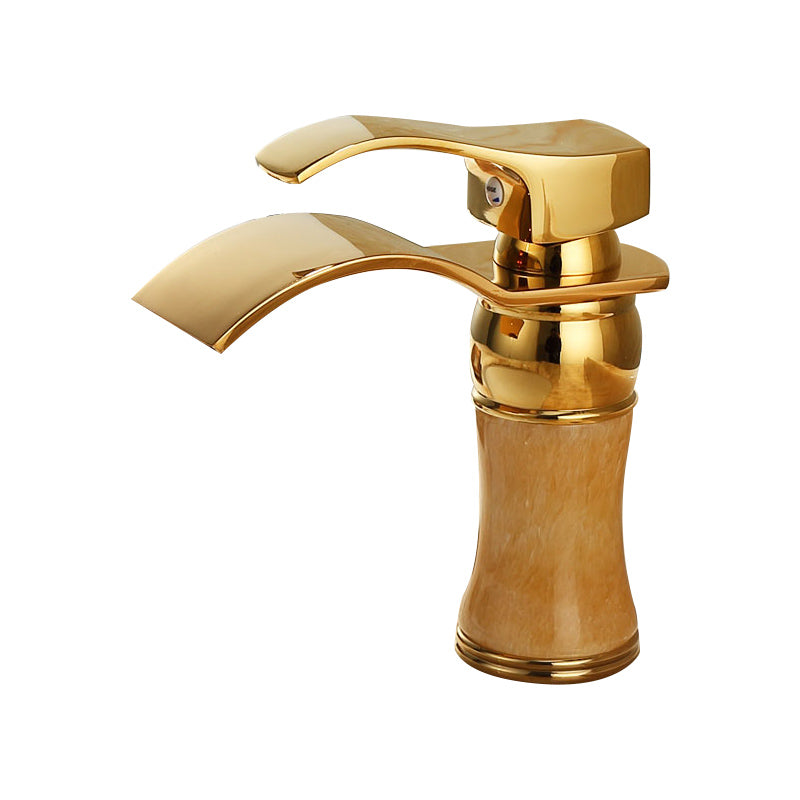 BowLift | Wall-mounted Copper Roman Bath Faucet Low Arc Roman Bath Faucet Set with Jade