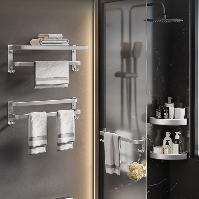 BowLift | 7-piece Bathroom Accessory Set Modern Aluminum Bathroom Set in Silver