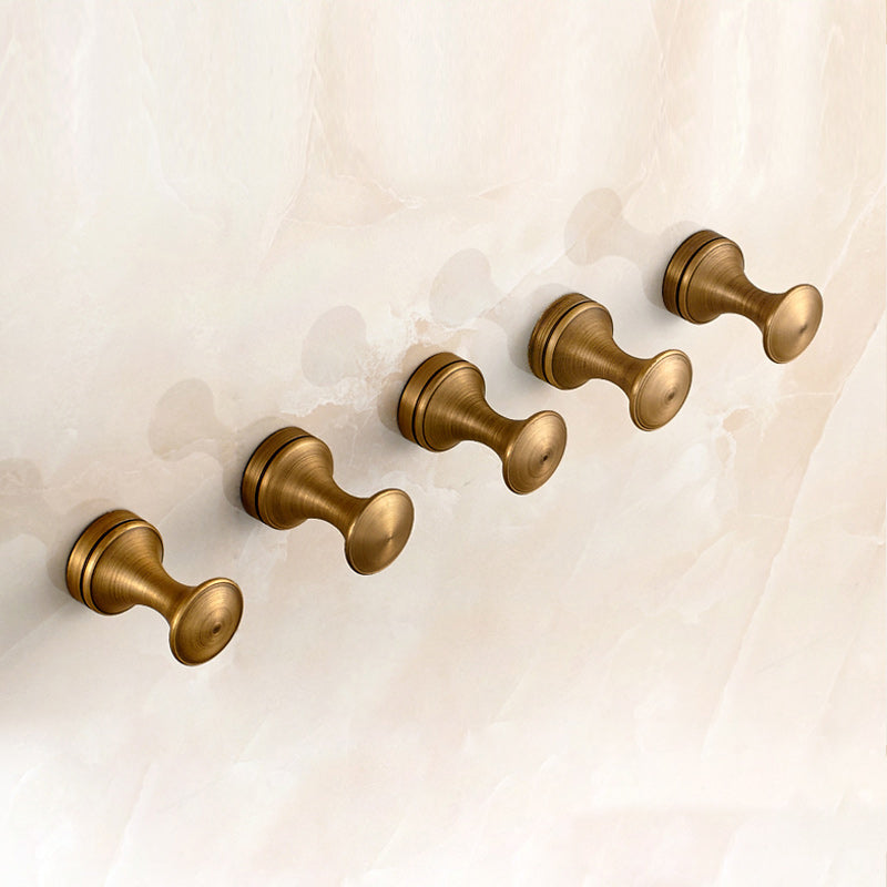 BowLift | 5-piece traditional bathroom accessory set brushed brass bathrobe hooks