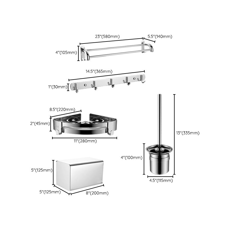 BowLift | Contemporary bathroom accessory set made of chrome-plated stainless steel with bathrobe hooks/towel rail