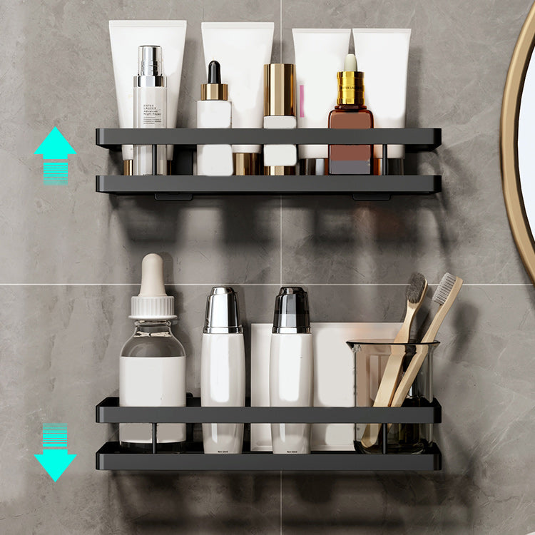 BowLift | 2-piece bathroom shelf made of matte black metal bathroom hardware set
