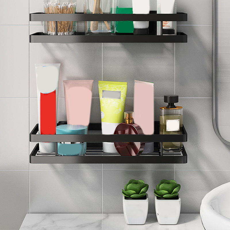 BowLift | 2-piece bathroom shelf made of matte black metal bathroom hardware set