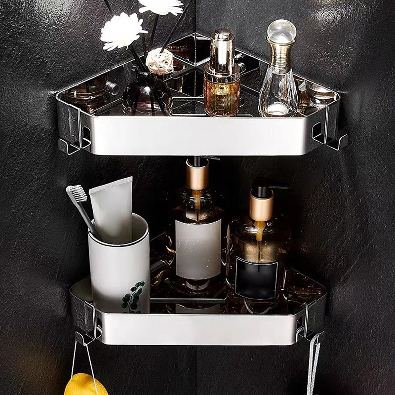 BowLift | 2-piece stainless steel bathroom accessory set 30 cm W triangular bathroom shelf