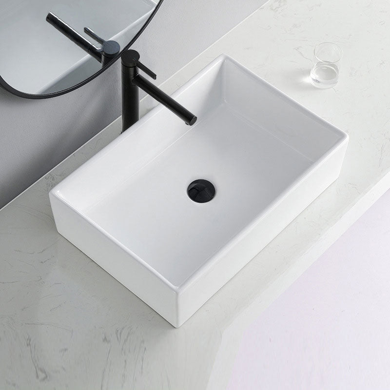 BowLift | Contemporary Bathroom Sink Porcelain Rectangular Vessel Sink Sink Only