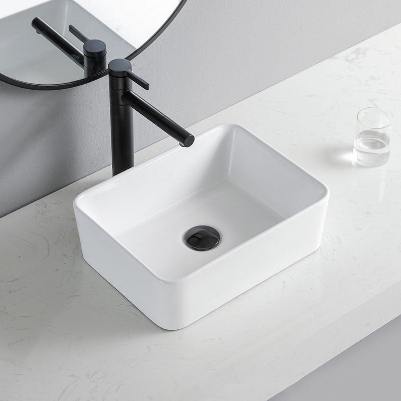 BowLift | Contemporary Bathroom Sink Porcelain Rectangular Vessel Sink Sink Only