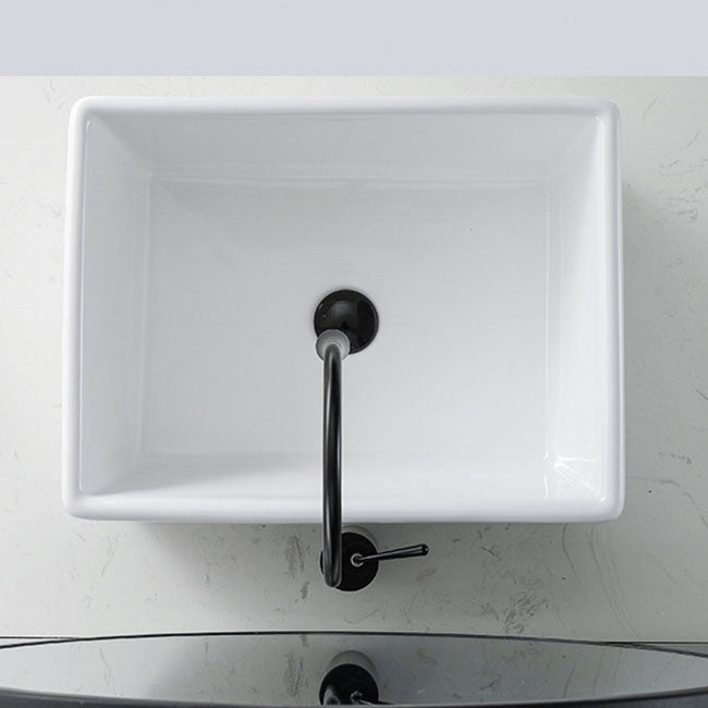 BowLift | Contemporary Bathroom Sink Porcelain Rectangular Vessel Sink Sink Only