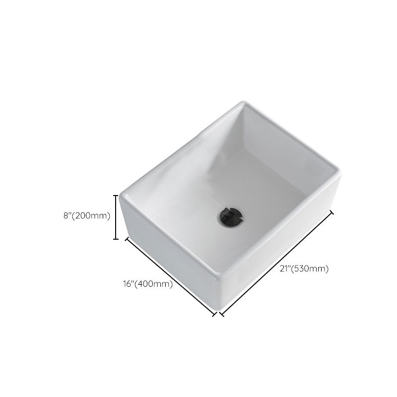 BowLift | Contemporary Bathroom Sink Porcelain Rectangular Vessel Sink Sink Only
