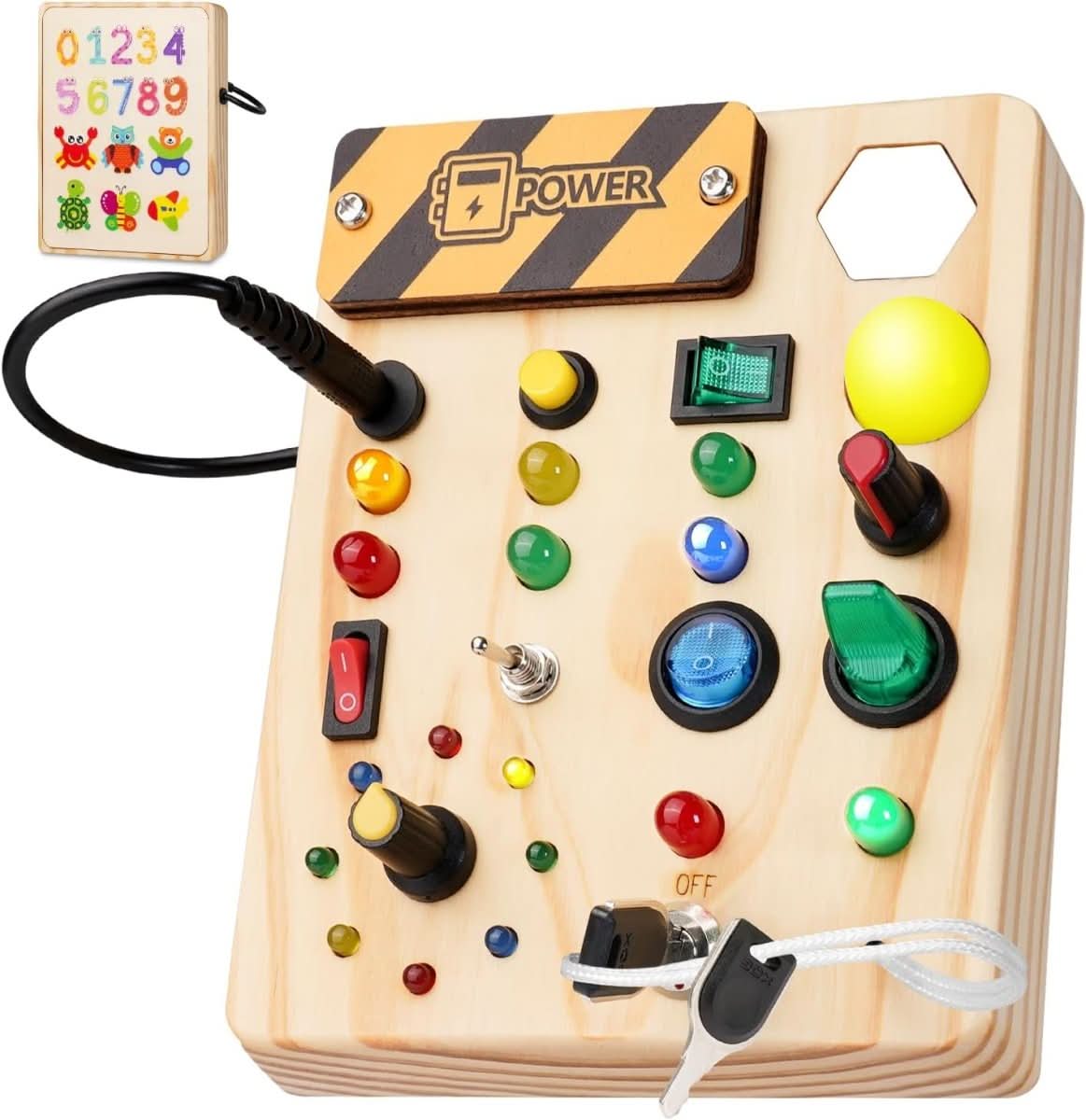BowLift | BrightStart Montessori Board – Interactive Learning Toy with Light & Switches made of Wood