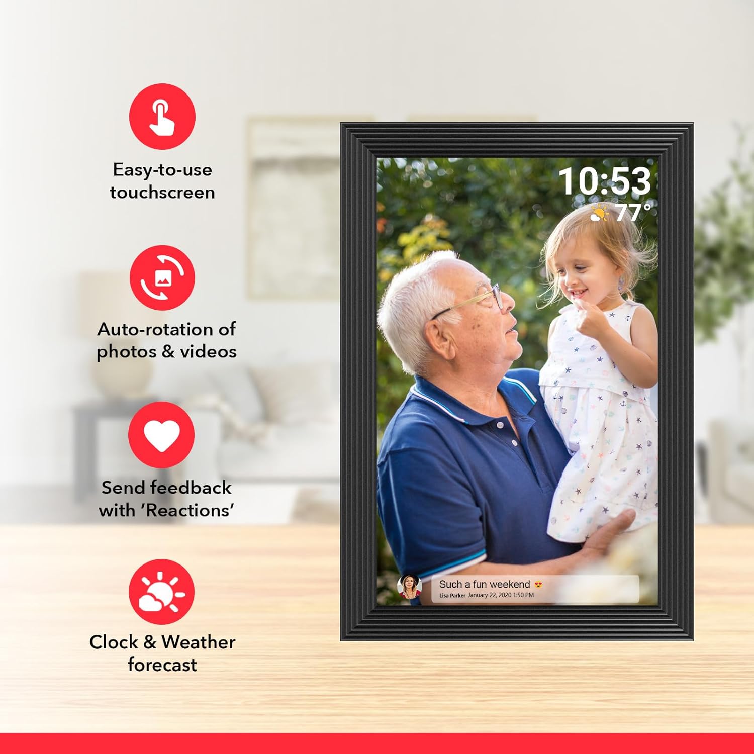 BowLift | High-Resolution Digital Photo Frame Top-Rated Electric Picture Frame with Video Playback and Camera Features
