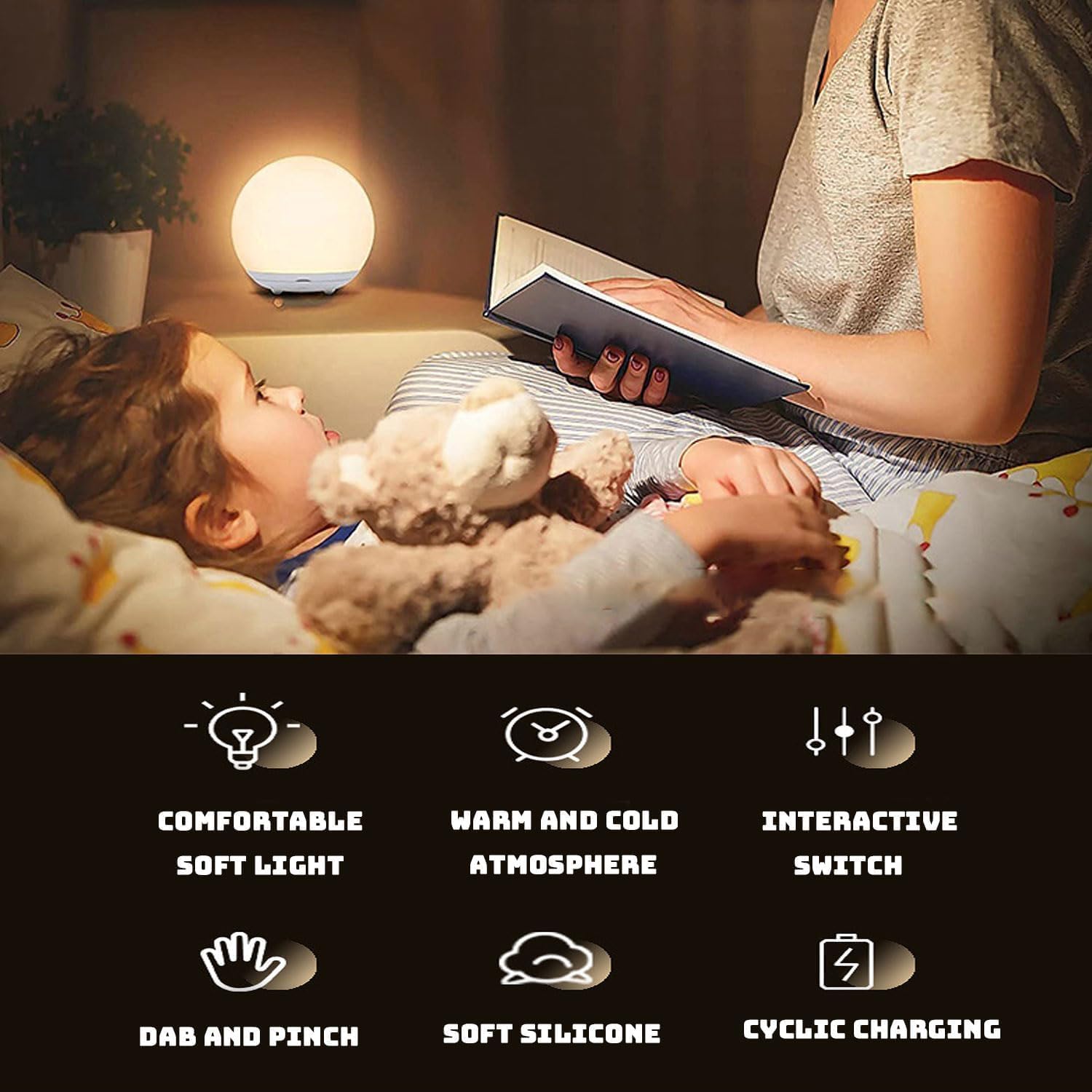 BowLift | Breastfeeding Night Light | Soft BPA-Free Silicone Touch Lamp with Eye-Friendly Stepless Dimmer