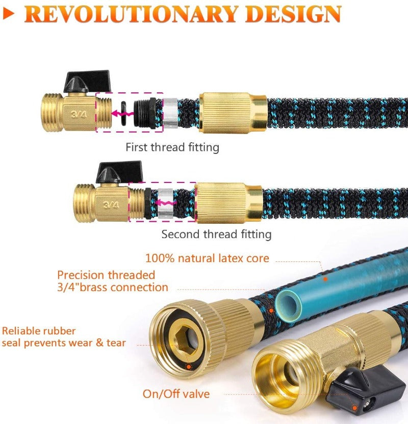 BowLift | AquaFlex Expandable Garden Hose – Lightweight, Flexible, Leakproof Water Hose with Brass Connectors