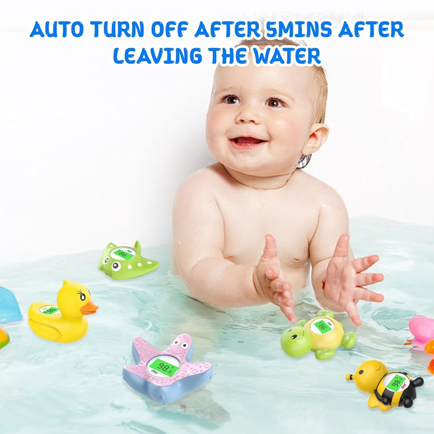 BowLift | AquaVeilig Baby Bath Thermometer – Digital Display with 3 Colors and Temperature Warning