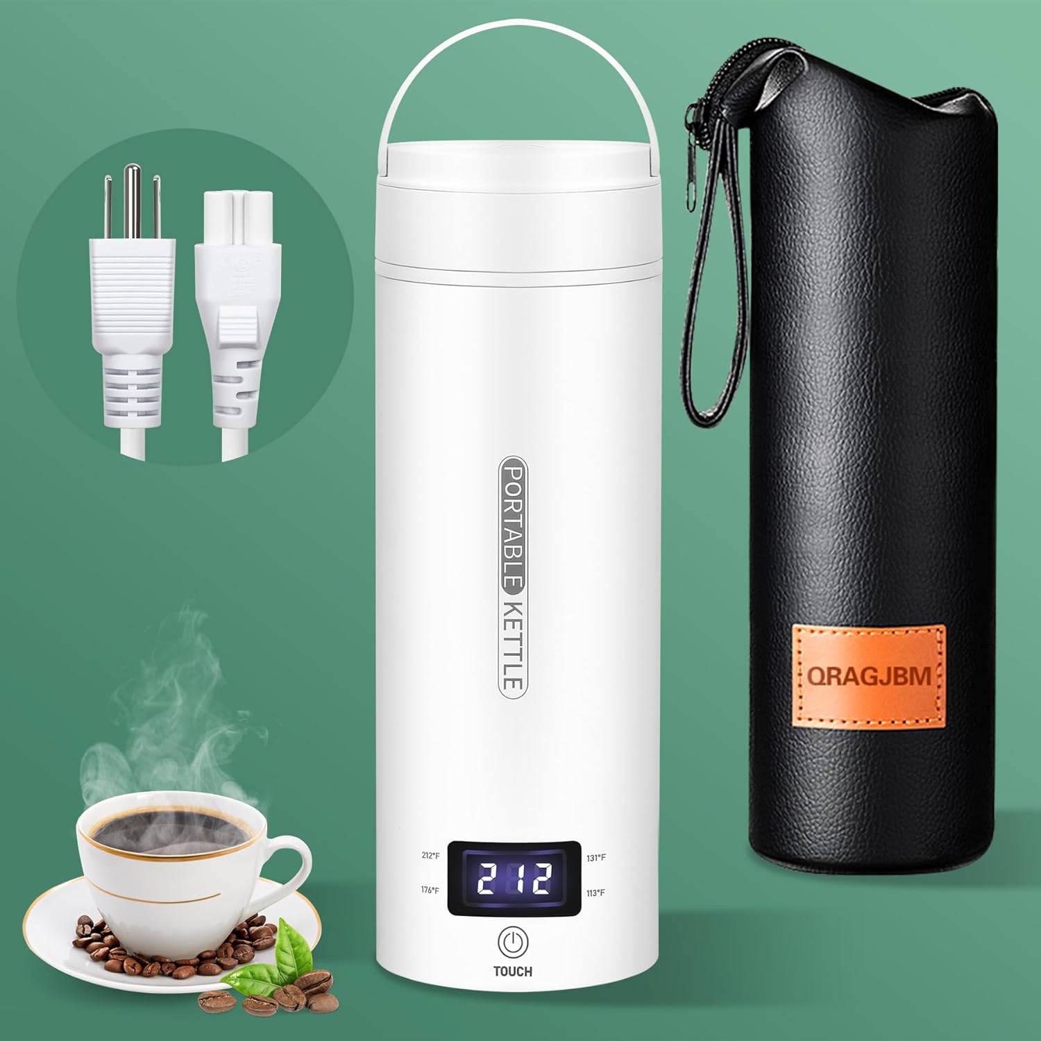 BowLift | Portable Electric Travel Kettle | Compact Stainless Steel Smart Kettle with LCD