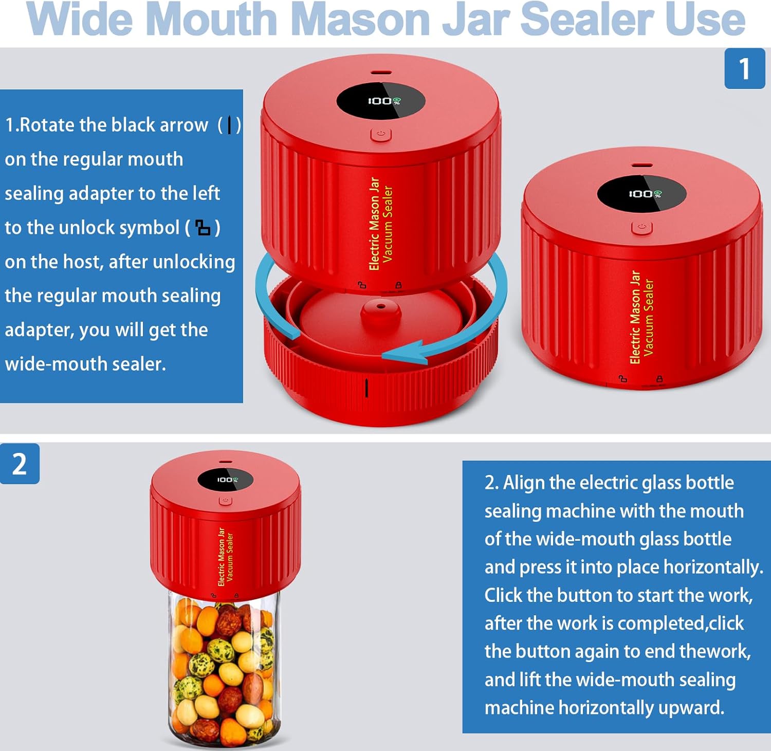 BowLift | Electric Mason Jar Vacuum Sealer Set - Preserve Freshness Quickly!