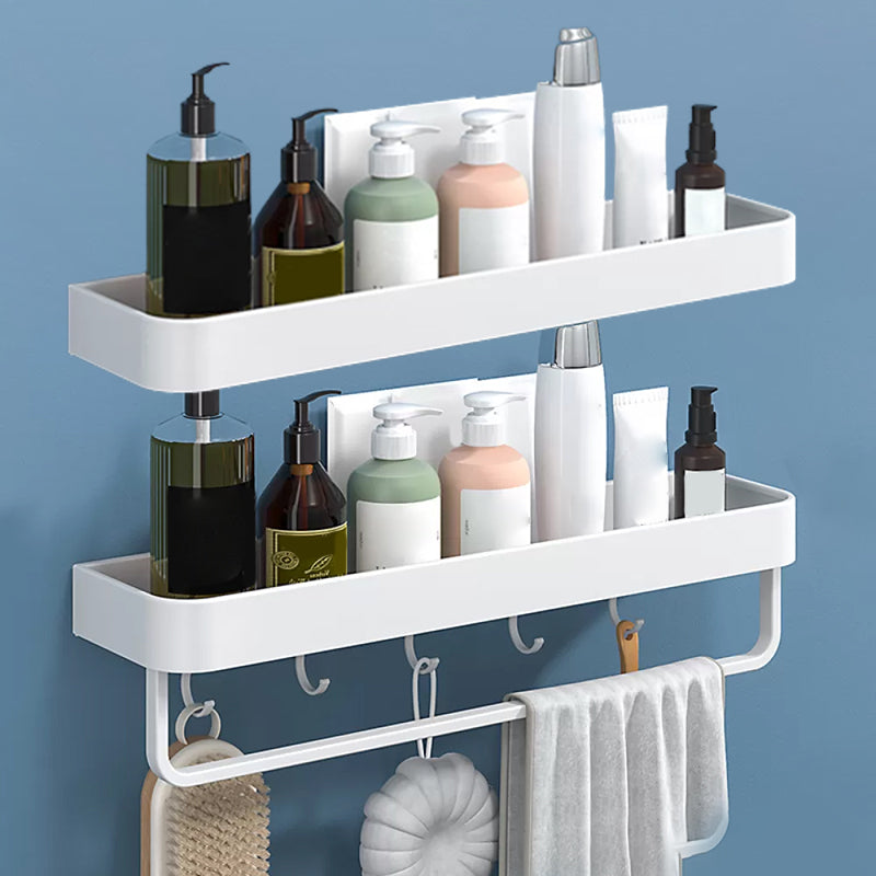 BowLift | White 2-piece Bathroom Hardware Modern Bathroom Accessories Set, Bathroom Shelf