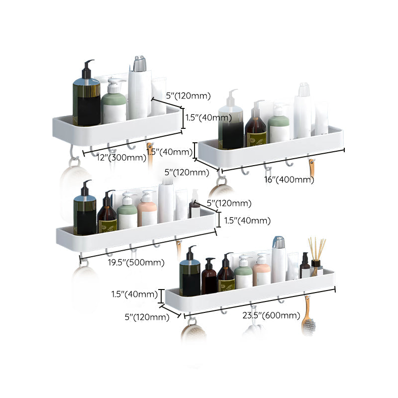 BowLift | White 2-piece Bathroom Hardware Modern Bathroom Accessories Set, Bathroom Shelf