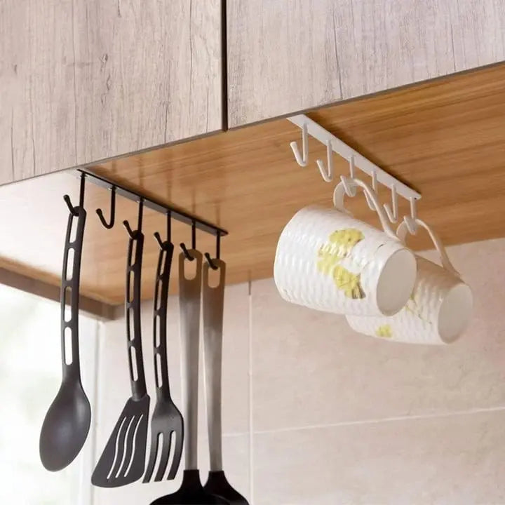 BowLift | Under-cabinet hook strip – space-saving kitchen storage with 6 hooks