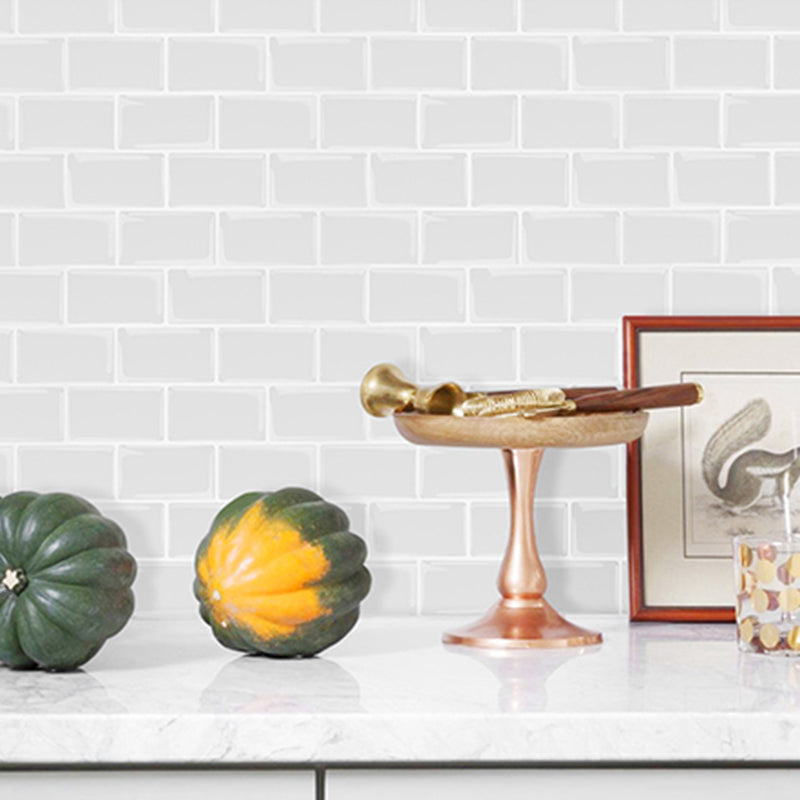 BowLift | White Subway Tiles Water-Resistant Peel & Stick Tile for Kitchen Backsplash