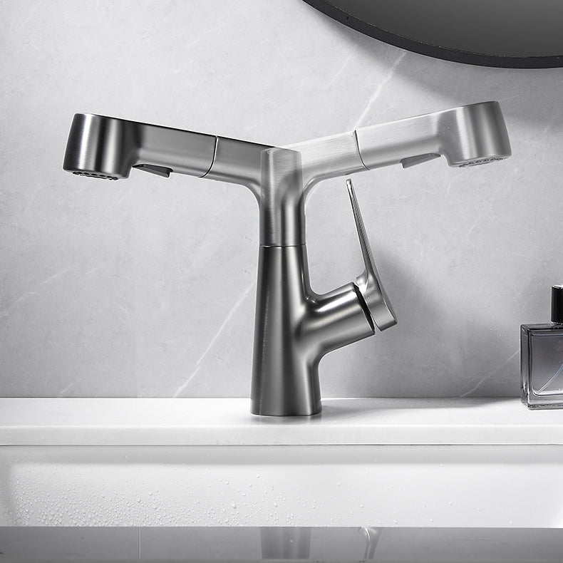BowLift | Bathroom vessel faucet high arc three-way spout single-handle faucet with pull-out sprayer