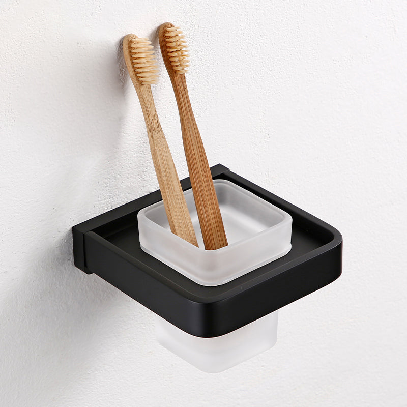 BowLift | Black Bathroom Accessories Hardware Set with Towel Bar and Bathroom Shelf