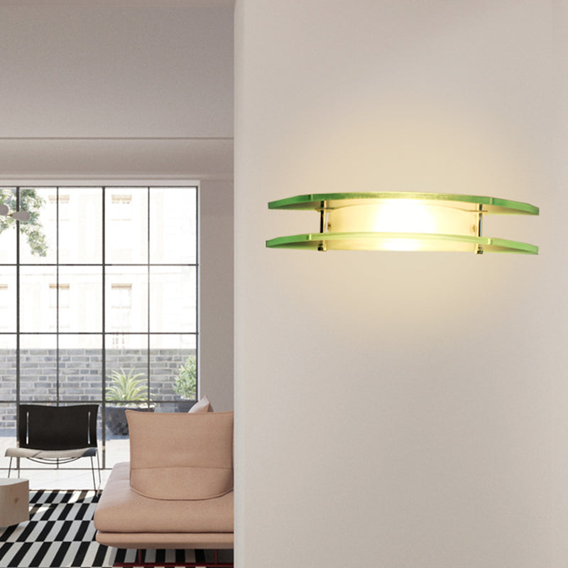 BowLift | Designer Dual Arc Shape Wall Light Clear Glass 1-Light Nightstand Placeable Wall Mount Lamp