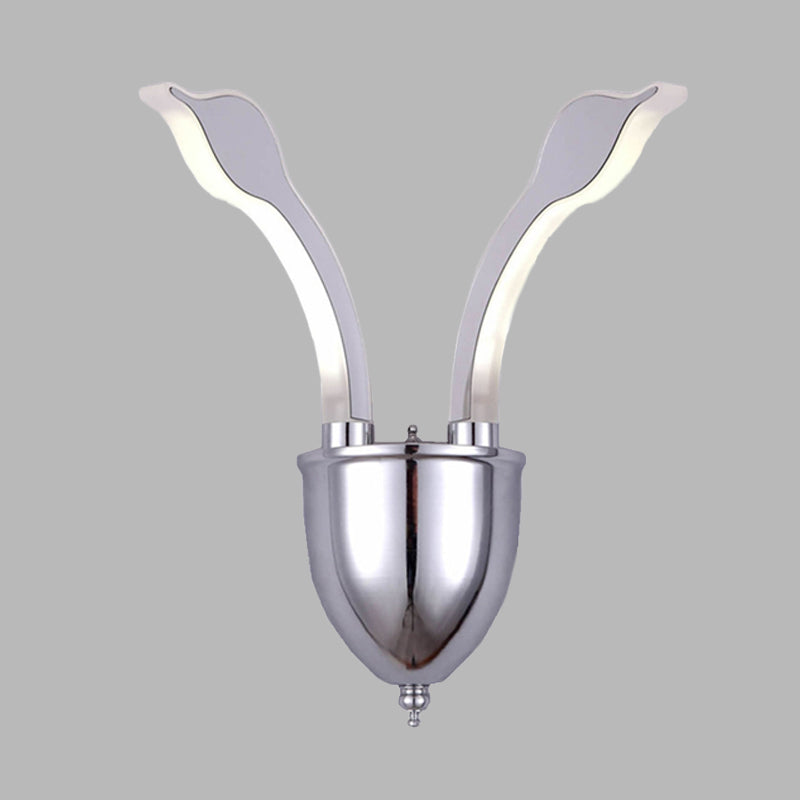 BowLift | Swan Head Wall Lighting Modern Metal 2-Light Chrome LED Wall Sconce with Acrylic Shade in Warm/White Light