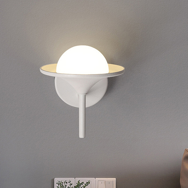 BowLift | White recessed wall lamp modern LED metallic wall-mounted lamp with ball milk glass shade