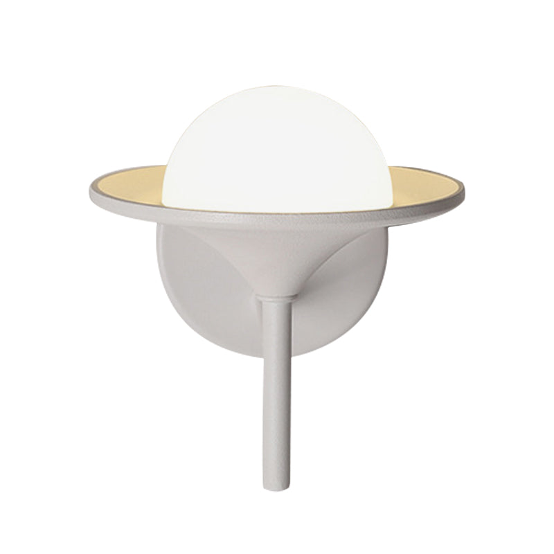 BowLift | White recessed wall lamp modern LED metallic wall-mounted lamp with ball milk glass shade