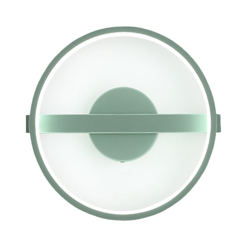 BowLift | Green round wall lamp Minimalistic LED acrylic wall light in white/warm light, 12.5"/16.5" diameter